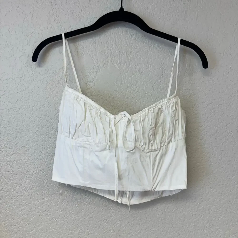 House of CB Lilibeth White Gathered Bustier Top Size Medium - Picture 4 of 7